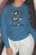 Blue Street Daily Print Patchwork O Neck Tops
