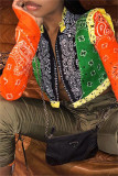 Multicolor Fashion Casual Print Patchwork Cardigan Outerwear