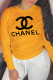 Yellow Casual Street Print O Neck Tops