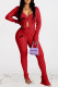 Red Fashion Sportswear Print Patchwork Long Sleeve Two Pieces