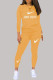 Yellow Fashion Sweet Print Letter O Neck Long Sleeve Two Pieces