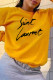 Yellow Casual Street Print Patchwork O Neck Tops