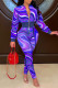 Purple Casual Print Patchwork Zipper Long Sleeve Two Pieces