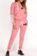 Pink Fashion Casual Print Patchwork Hooded Collar Long Sleeve Two Pieces
