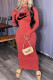 Red Fashion Sportswear Print Patchwork O Neck One Step Skirt Dresses