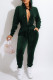 Green Casual Solid Patchwork Zipper Hooded Collar Long Sleeve Two Pieces