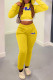 Yellow Fashion Casual Print Letter Hooded Collar Long Sleeve Two Pieces