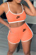 Orange Fashion Sportswear Print Patchwork Spaghetti Strap Sleeveless Two Pieces