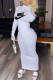 White Fashion Sportswear Print Patchwork O Neck One Step Skirt Dresses