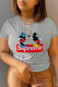 Grey Casual Print Patchwork O Neck T-Shirts