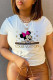 White Casual Print Patchwork O Neck T-Shirts