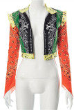 Multicolor Fashion Casual Print Patchwork Cardigan Outerwear