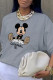 Grey Casual Street Print Patchwork O Neck Tops