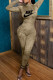 Khaki Fashion Sportswear Print Patchwork O Neck Jumpsuits