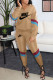 Khaki Fashion Sportswear Print Patchwork Turndown Collar Long Sleeve Two Pieces
