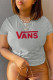 Grey Casual Print Patchwork O Neck T-Shirts