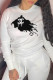 White Casual Street Print Patchwork O Neck Tops