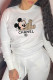 White Casual Sportswear Print Patchwork O Neck Tops
