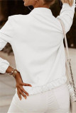 White Brown Fashion Casual Print Cardigan Zipper Collar Outerwear