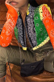 Multicolor Fashion Casual Print Patchwork Cardigan Outerwear