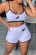 White Fashion Sportswear Print Patchwork Spaghetti Strap Sleeveless Two Pieces