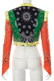 Multicolor Fashion Casual Print Patchwork Cardigan Outerwear