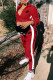Red Fashion Sportswear Print Patchwork Turndown Collar Long Sleeve Two Pieces