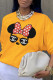 Yellow Casual Street Print Patchwork O Neck Tops