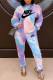 Orange Fashion Sportswear Print Tie-dye Hooded Collar Long Sleeve Two Pieces