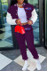 Purple Fashion Casual Print Patchwork O Neck Long Sleeve Two Pieces