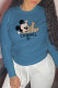 Blue Casual Sportswear Print Patchwork O Neck Tops