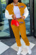 Orange Fashion Casual Print Patchwork O Neck Long Sleeve Two Pieces