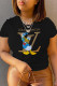 Black Street Sportswear Print Patchwork O Neck T-Shirts