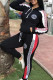 Black Fashion Casual Print Patchwork Hooded Collar Long Sleeve Two Pieces