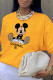 Yellow Casual Street Print Patchwork O Neck Tops
