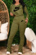 Army Green Fashion Sportswear Print Fold V Neck Long Sleeve Two Pieces