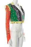Multicolor Fashion Casual Print Patchwork Cardigan Outerwear