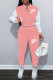 Pink Fashion Casual Print Patchwork O Neck Long Sleeve Two Pieces
