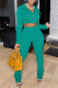 Green Fashion Casual Solid Fold Hooded Collar Long Sleeve Two Pieces