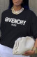 Black Casual Street Print Patchwork O Neck Tops
