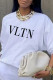 White Casual Street Print Patchwork O Neck Tops