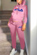 Pink Fashion Casual Print Patchwork Hooded Collar Long Sleeve Two Pieces