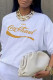 White Street Sportswear Print Patchwork O Neck Tops
