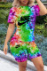 Green Fashion Casual Print Tie-dye O Neck Short Sleeve Two Pieces