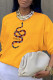 Yellow Casual Street Print Patchwork O Neck Tops
