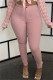 Pink Fashion Casual Solid Basic Skinny High Waist Pencil Trousers