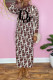 Brown Fashion Casual Print Patchwork O Neck Pencil Skirt Dresses