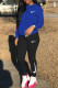 Blue Fashion Casual Embroidery Patchwork Hooded Collar Long Sleeve Two Pieces