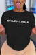 Black Casual Street Print Patchwork O Neck T-Shirts