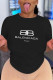 Black Casual Street Print Patchwork O Neck T-Shirts